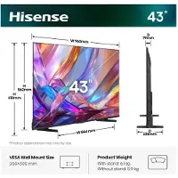 Hisense 43 '' Q7S | Hi-QLED Smart TV 4K 60 Hz, 109,2 cm (43"), 3840 x 2160 Pixel, DLED, Smart-TV, WLAN, Schwarz