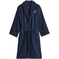 Gant Unisex Bademantel - EMBROIDERY ROBE, Schalkragen, gesticktes Logo, Bio-Baumwolle Dunkelblau / S