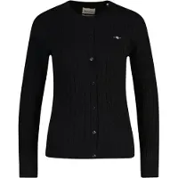 Gant Sweatshirt "Strickjacke STRETCH COTTON CABLE CARDIGAN", Damen, Gr. M, schwarz, Obermaterial: 88% Baumwolle CO. 10% Polyamid PA. 2% Elasthan EL., Sweatshirts Sweatshirt