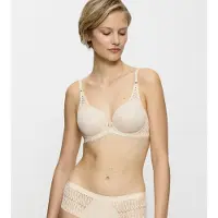 Triumph Bügel-BH "Aura Spotlight WHP", Damen, Gr. 80, Cup C, beige (creamy dream), Microtouch, Obermaterial: 61% Polyester, 32% Polyamid, 7% Elasthan, BHs Bügel-BH, moderne Grafikspitze