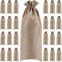 Merkloos Set von 24 Jute Wein Geschenkbeuteln mit Zugbändern