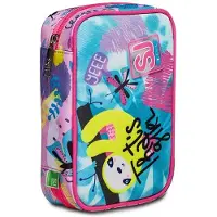 Merkloos SJ Gang Speed Case Etui - Rosa für Mädchen mit Abnehmbaren Deckeln