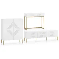 Feldmann-Wohnen Wohnzimmer-Set Clearing Wohnwand 3-teilig weiß Ausführung wählbar,einzelne Füße