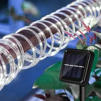 Eikuavons Solar LED Lichterkette ,Außen Garten Balkon Terrasse, mit Solarpanel und Erdspieß 30m Kaltweiß