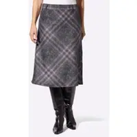 Casual Looks Karorock , Damen, Gr. 36, grau (lila, schwarz, kariert), 93% Polyester, 7% Viskose, gemustert, kariert, mehrfarbig, wadenlang, Röcke Karorock