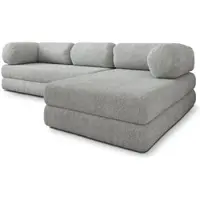 Masseno Ecksofa KELI mit Schlaffunktion, Modulares Schlafsofa aus Schaumstoff, Klappbares Bodensofa - Hellgrau, QUELLE 83
