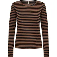 Soyaconcept Langarmshirt "SC-HELLE YD 1", Damen, Gr. L, braun (navy combi), Jersey, Obermaterial: 66% Lyocell, 26% Polyester, 8% Wolle, gestreift, normal, Rundhals, Shirts Langarmshirt, Materialmix