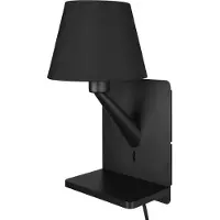 TRIO Leuchten Wandleuchte Comfort 262670132, Metall Schwarz matt, Schirm Stoff S