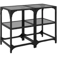 vidaXL Couchtische mit Glasplatte 2 Stk. Schwarz 30x30x45 cm Stahl