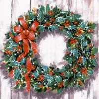 Papstar 160 Servietten, 3-lagig 1/4-Falz 33 cm x 33 cm Classic Wreath