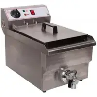 Ristoattrezzature Professionelle elektrische Fritteuse 400 Volt – Einzelwanne – mit Ablasshahn – 16 Liter, Ölkapazität 12 Liter