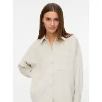 Vero Moda Hemdbluse "VMSANNE COURDEROY LS SHIRT WVN GA NOOS", Damen, Gr. S, grau (pumice stone), Cord, Obermaterial: 90% Polyester, 8% Nylon, 2% Elasthan, unifarben, Po-bedeckend, Blusen Hemdbluse