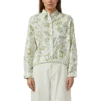 s.Oliver Langarmbluse , Damen, Gr. 44, grün (weiß grün), Web, Obermaterial: 100% Baumwolle, unifarben, relaxed fit normal, Rundhals, Manschette, Blusen Langarmbluse, mit Brusttasche