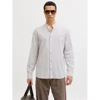 Jack & Jones "JJESUMMER LINEN BLEND BAND SHIRT L/S SN" Baumwollmischung, regular fit