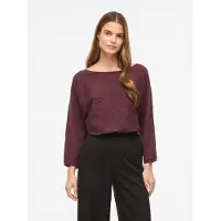Vila "VIMALU BOATNECK 3/4 SLEEVE KNIT TOP-NOOS" Materialmix, loose fit