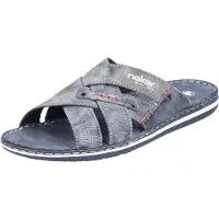 Rieker Pantolette , Damen, Gr. 40, blau (dunkelblau), Lederimitat, Schuhe Pantolette, Sommerschuh, Schlappen, Poolslides mit Überkreuz-Bandagen