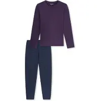 Schiesser Schlafanzug Casual Essentials in Aubergine | Gr.: 58