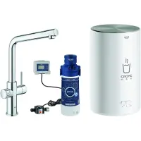 GROHE Red Duo Einhand-Spültischarmatur Set, Ausladung 221mm, L-Auslauf, mit Red Boiler Größe M, 30327001, Farbe: Chrom