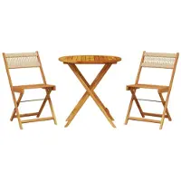 vidaXL 3-tlg. Bistro-Set Beige Polypropylen und Massivholz
