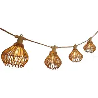Lumisky Lichterkette für den Außenbereich, anschließbar, 10 natürliche Rattan-Lampen, Ro