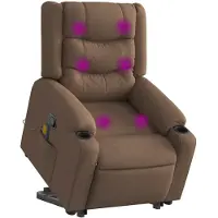 vidaXL Massagesessel mit Aufstehhilfe Braun Stoff