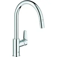 GROHE BauEdge Einhand-Spültischarmatur, Ausladung 215mm, hoch, schwenkbar, herausziehbar, 30536000