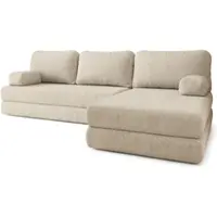 Masseno Ecksofa LEA mit Schlaffunktion, Modulares Schlafsofa aus Schaumstoff, Klappbares Bodensofa - Creme, QUELLE 02