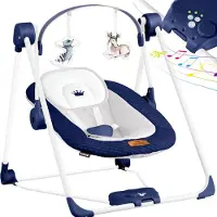 Kidiz Babywippe Babyschaukel mit 5 Geschwindigkeitseinstellungen zusammenklappbarer Baby Wippe Schaukel Babyhochstuhl mit Spielbogen Spielzeugen 5 beruhigende Naturgeräusche neugeborene
