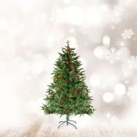 HomeShopXL Künstlicher Baum – 210 cm – aus PE/PVC – mit roten Beeren