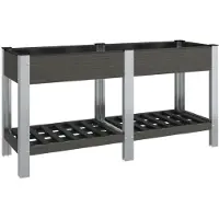 vidaXL Garten-Hochbeet mit Ablage Grau 150x50x75 cm WPC