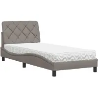 vidaXL Bett mit Matratze Taupe 90x200 cm Stoff