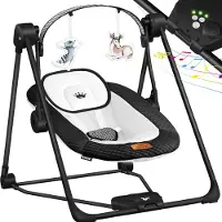 Kidiz Babywippe Babyschaukel mit 5 Geschwindigkeitseinstellungen zusammenklappbarer Baby Wippe Schaukel Babyhochstuhl mit Spielbogen Spielzeugen 5 beruhigende Naturgeräusche neugeborene