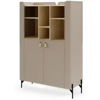 Beautysofa BÜCHERREGAL Sorella mit 2-türig, 3 offenen Regalböden, 100 cm, Porcini + Eiche Mavelie