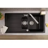 Respekta Küchenspüle Einbauspüle Spülbecken Granitspüle 100 x 50 Schwarz Austin, 1,5 Becken