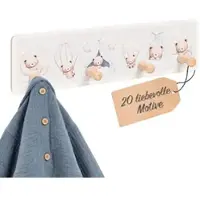 Relaxdays Kindergarderobe 4 Haken 10 x 38 cm Weiß,Creme,Hellbraun