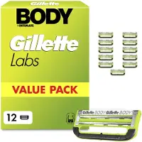 Gillette Labs Body & Intimate Rasierklingen, 12 Original Ersatzklinge, Grün