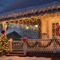 Salcar 204 LED Lichterkette Lichternetz 1x1m Innen Lichtervorhang 8 Modi Lichtervorhang und Memory-Funktion Weihnachtslicht Warmweiß