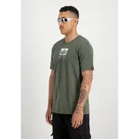 Alpha industries T-Shirt "Satin Logo T-Shirt", Herren, Gr. L, grün (schwarz olive), Obermaterial: 100% Baumwolle, Shirts T-Shirt