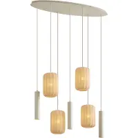 QAZQA Japandi Pendelleuchte Beige 7-flammig - Pluni Tuba