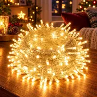 Rosikey 100M 800LEDs 8 Modi Lichterkette Strom, Timer, Merkfunktion, LED Weihnachten Lichterkette Party Deko Licht Weihnachtsbaum Garten Beleuchtung, Warmweiß