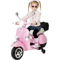 Actionbikes Motors Kinder Elektro Roller Vespa | Mit Stützrädern - Scheinwerfer - Koffer zum Öffnen - Kinder Fahrzeug elektrisch - Hupe & Musik - Ab 3 Jahre (Pink)