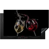 MuchoWow HERDABDECKPLATTE Rotwein - Weißwein - Glas - Schwarz Induktionsschutz 89.6x51.6 cm