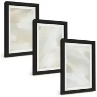 Tulup BILDER SET 3er Set - 20x30 cm Schwarzer Rahmen - Leuchtende Farben, abstrakter Boho-Stil