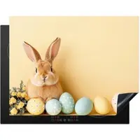 MuchoWow HERDABDECKPLATTE Eier - Kaninchen - Pastellfarbtöne Induktionsmatte 77x59 cm
