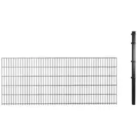 Hadra Doppelstabmattenzaun, anthrazit, 8/6/8 mm, Erweiterungs-Set à 2,5 m, inkl. Eckpfosten, Klemmhalter - schwarz
