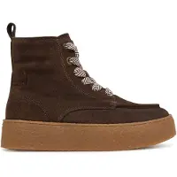 Tamaris Schnürboots , Damen, Gr. 41, Textil, mokka, Veloursleder, Schuhe Schnürboots, Herbstboots, Stiefelette mit modischer Mokassin-Naht