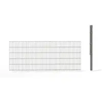 Hadra Doppelstabmattenzaun, silbergrau, 6/5/6 mm, Erweiterungs-Set à 2,5 m, inkl. Eckpfosten, FL - silberfarben