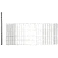 Hadra Doppelstabmattenzaun, silbergrau, 8/6/8 mm, Erweiterungs-Set à 2,5 m, inkl. Pfosten, FL - silberfarben