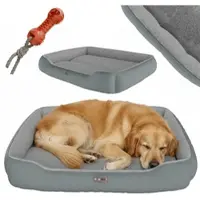 Benno Hundebett Sammy 95x75x18 cm, quadratisch, Polyester mit Polypropylen-Füllung, maschinenwaschbar, rutschfestes Unterteil, inkl. Kauknochen - gemütlicher Schlafplatz für Hunde, grau