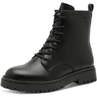 Tamaris Schnürstiefelette , Damen, Gr. 41, Synthetik Textil, schwarz, Lederimitat, unifarben, Basic, Schuhe Schnürstiefelette, Schnürboots mit zusätzlichem Innenreißverschluss